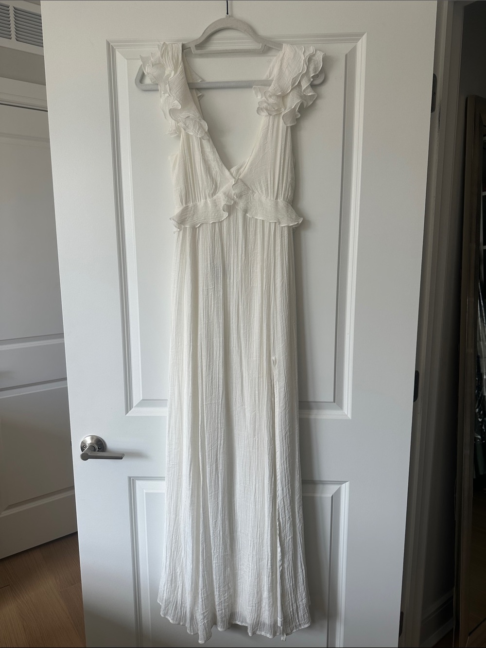 White Ruffled Maxi Dress